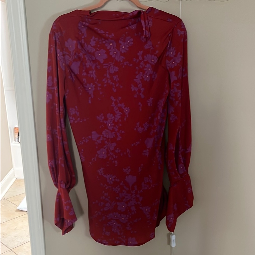 Red Floral Long Sleeve Dress